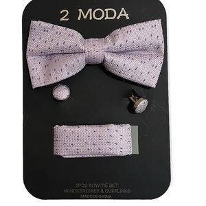 2 Moda new Mens lavender & purple bow tie set.